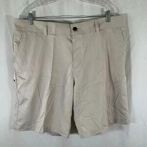 adidas Golf Shorts Men's 38 Beige Pleated Pockets Button Zip Climalite
